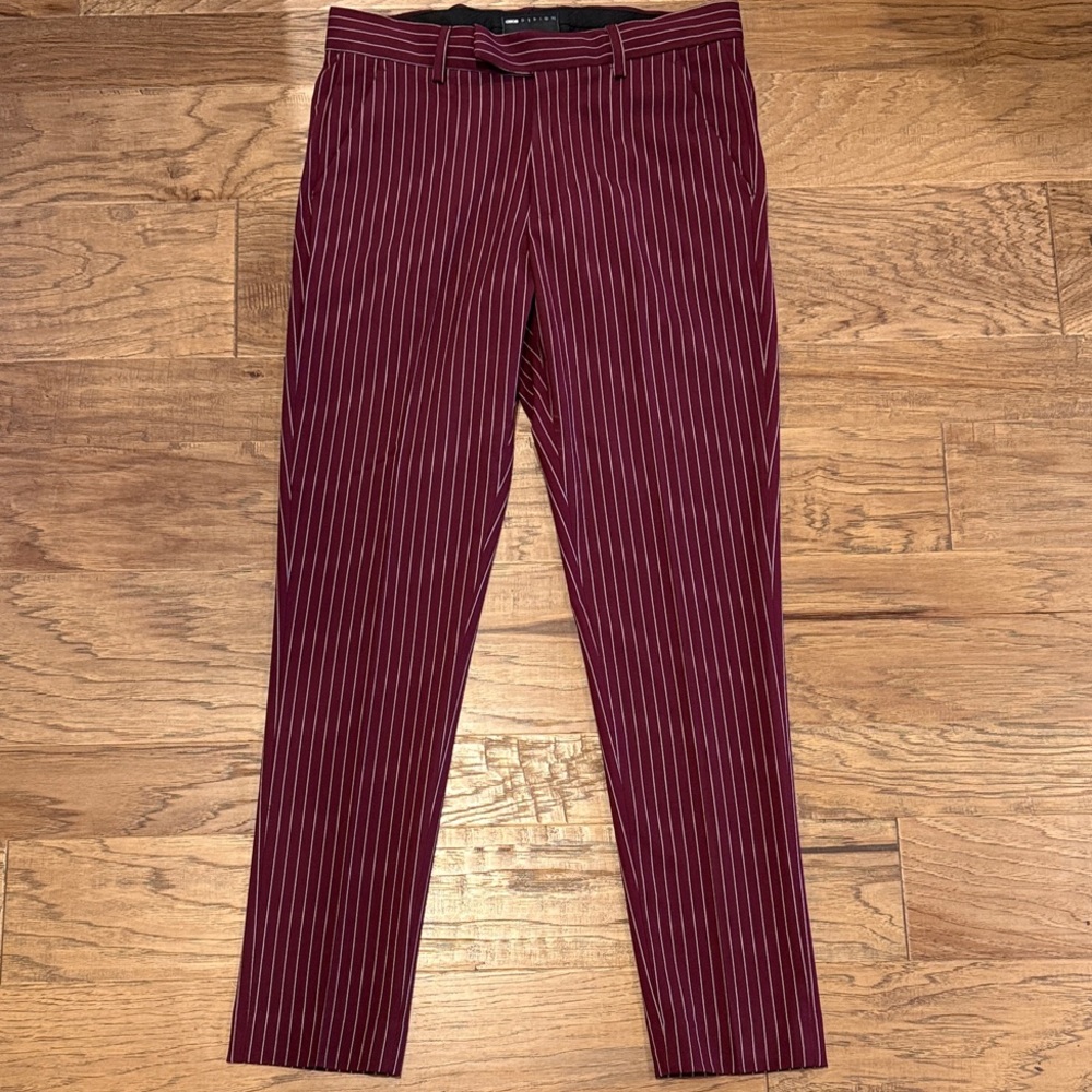 ASOS Men's Burgundy Pinstripe Pants